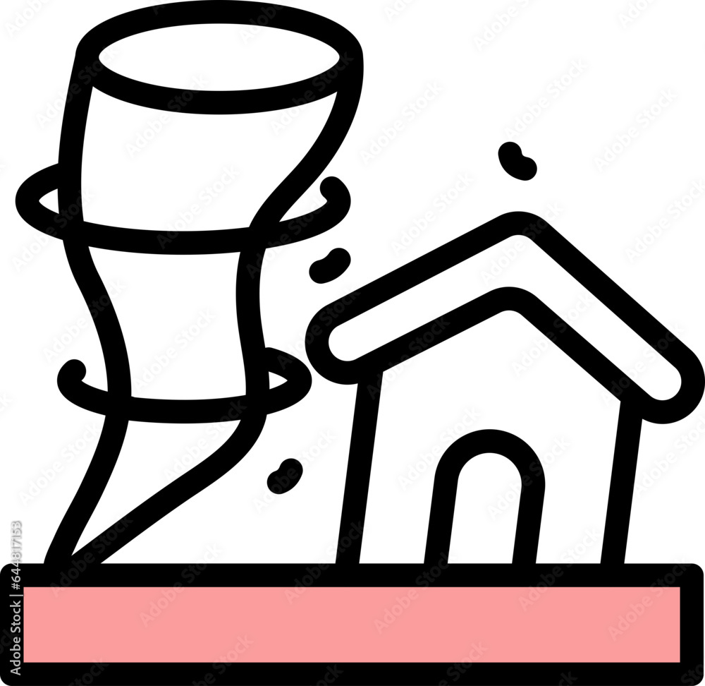 Isolated Hurricane or Tornado Home Icon in Red And White Color. Isolated Hurricane or Tornado Home Icon in Red And White Color.