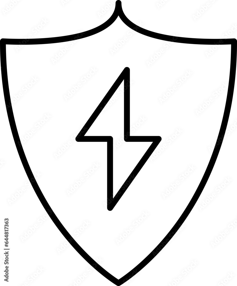 Electric Shield Icon In Outline Style. Electric Shield Icon In Outline Style.