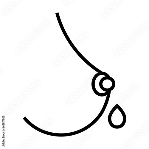 Female breast during milk lactation isolated on white. Breastfeeding. Motherhood and childcare pictogram symbol. Simple thin line black and white vector icon