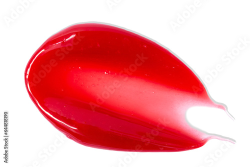 Lip gloss smear isolated on white. PNG with transparent background. 