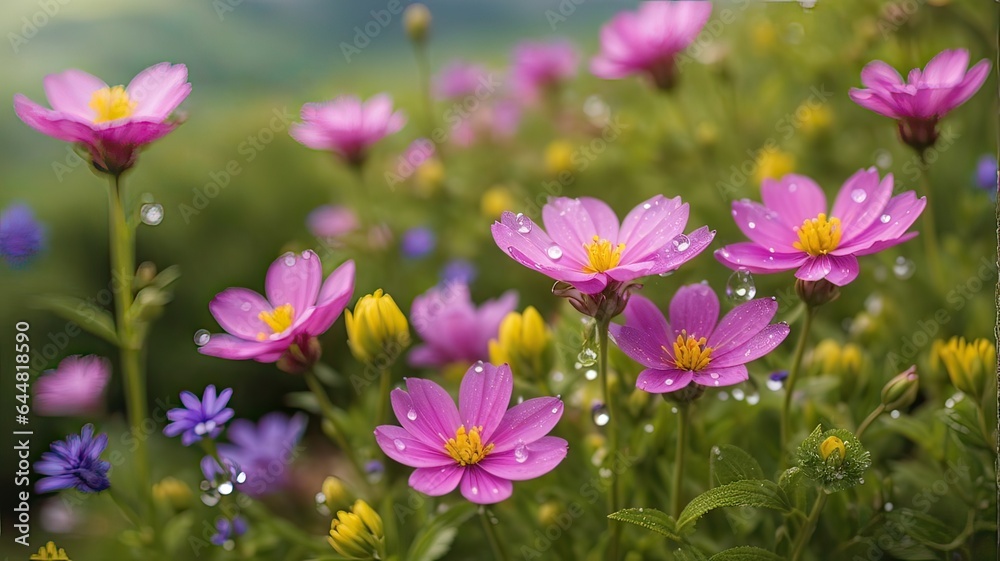 Dew-Kissed Blossoms: A Close-Up View, Generative AI Dew-Kissed Blossoms: A Close-Up View, Generative AI