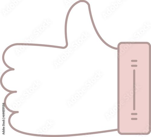 Isolated  Thumbs Up Icon In Pink And White Color.