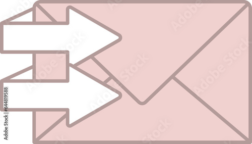 Pink And White Email Forwarding Icon Or Symbol.