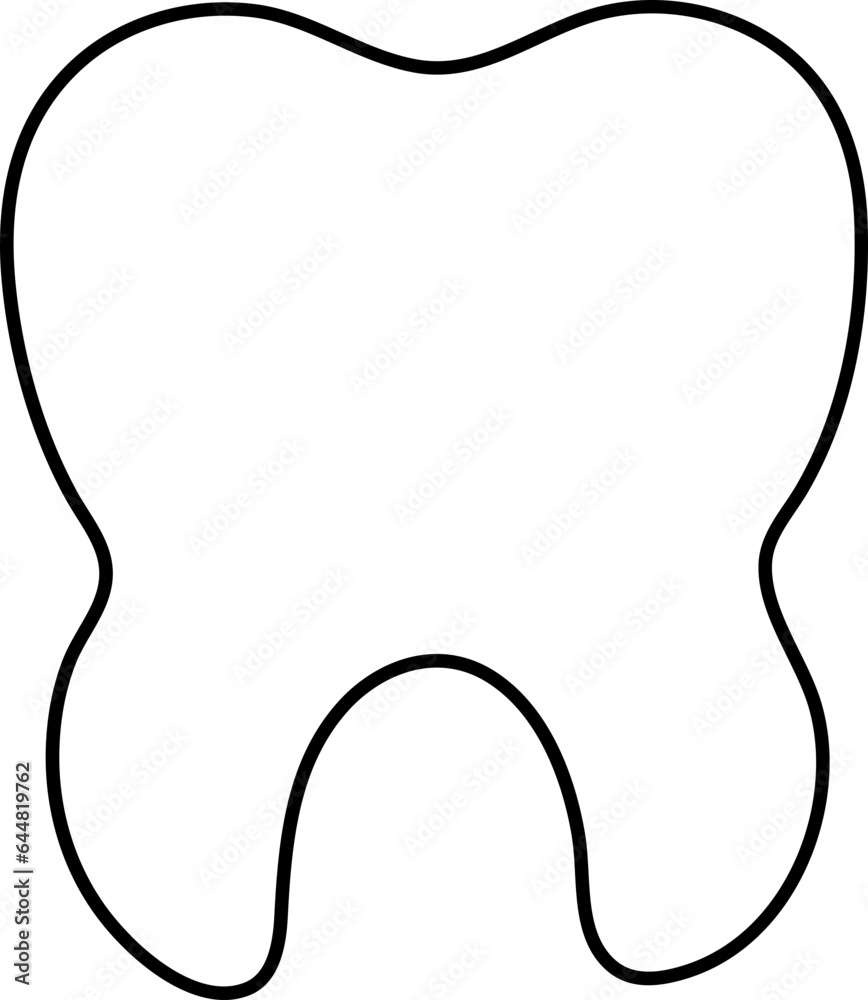 Tooth Icon In Black Line Art.