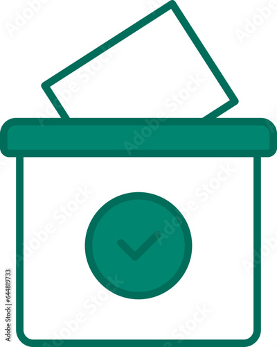 Ballot Box Icon Or Symbol In White And Green Color.