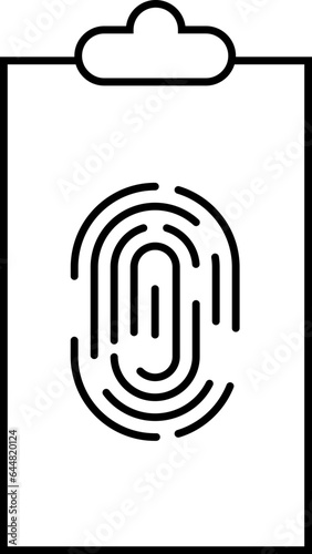 Fingerprint Biometric Clipboard Icon In Black Thin Line