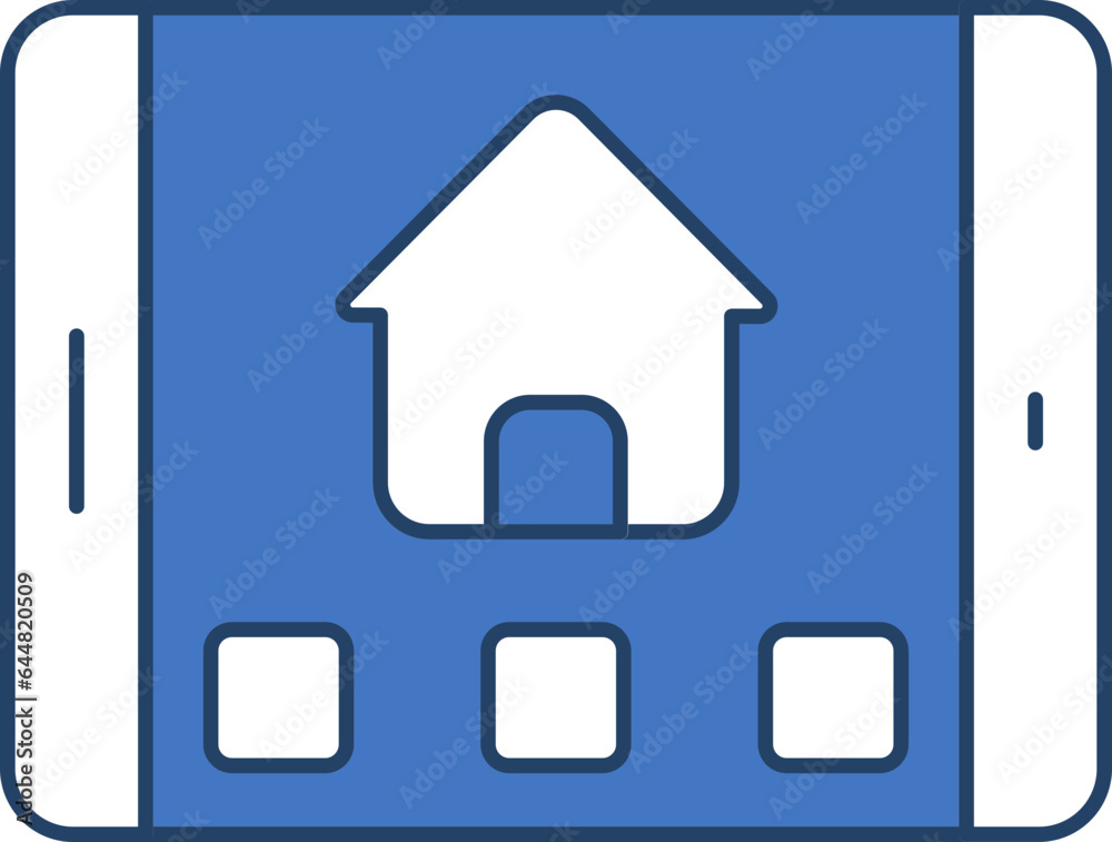 Smart Home Icon In Blue And White Color. Smart Home Icon In Blue And White Color.