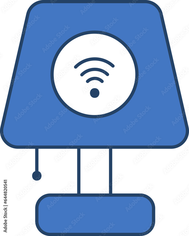 Smart Table Lamp Icon In Blue And White Color. Smart Table Lamp Icon In Blue And White Color.