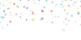 Colorful confetti and zigzag ribbon falling from above Streamers, tinsel vector