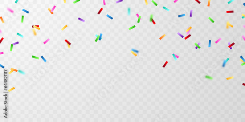 Colorful confetti and zigzag ribbon falling from above Streamers, tinsel vector