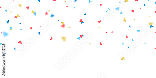 Colorful confetti and zigzag ribbon falling from above Streamers, tinsel vector