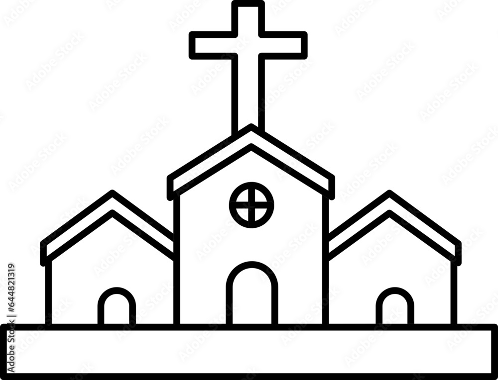 Isolated Church Icon Or Symbol In Linear Style. Isolated Church Icon Or Symbol In Linear Style.