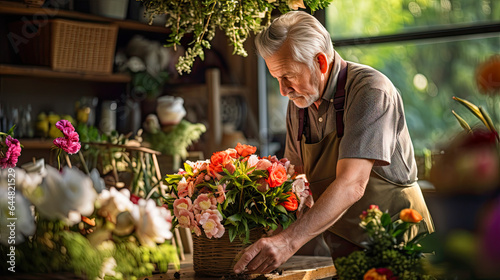  florist as he passionately works in his flower shop © ZoomTeam