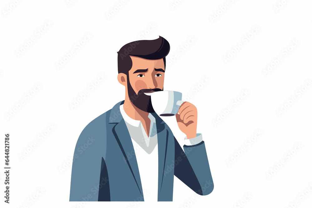 man drinking coffee vector flat minimalistic isolated illustration man drinking coffee vector flat minimalistic isolated illustration