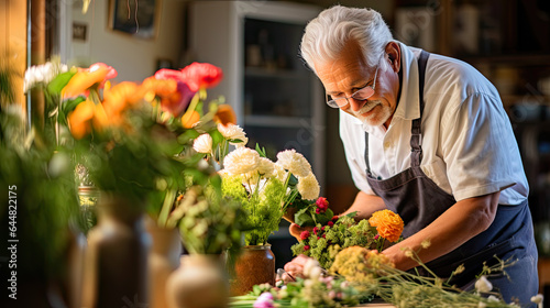  florist as he passionately works in his flower shop © ZoomTeam