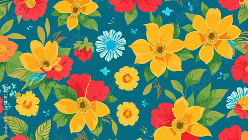 Wallpaper Mural Tropical floral seamless pattern. Background, Wallpaper. Torontodigital.ca