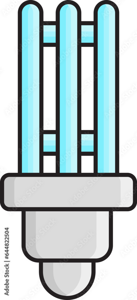 CFL (Compact Fluorescent Light) Icon In Cyan And Gray Color. CFL (Compact Fluorescent Light) Icon In Cyan And Gray Color.