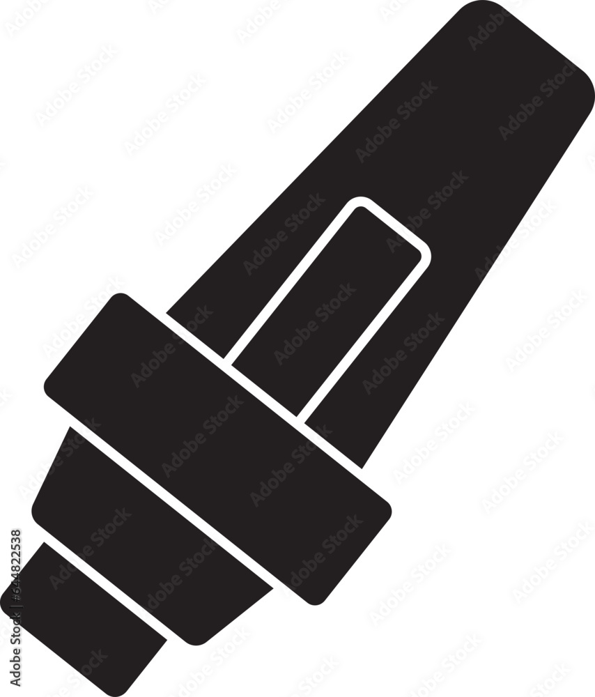 Obraz premium B&W Fluorescent Light Bulb Icon Or Symbol.