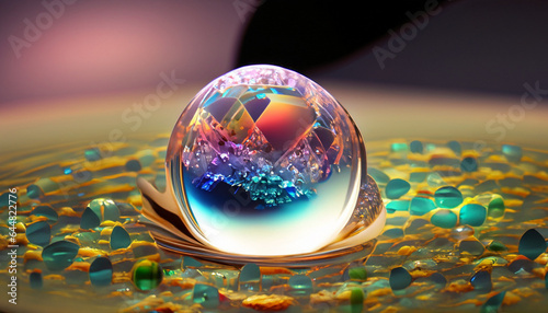 glass sphere on the background of the earth