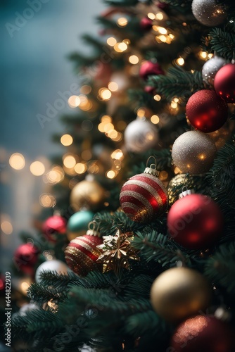 Festive Indoor Illumination: Christmas Celebration with Ornaments and Lights