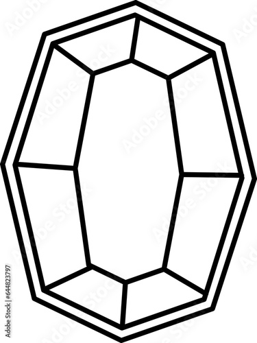 Crystal Stone Icon In Black Outline.