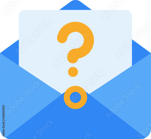 Question Letter in Envelope Yellow and Blue Icon.