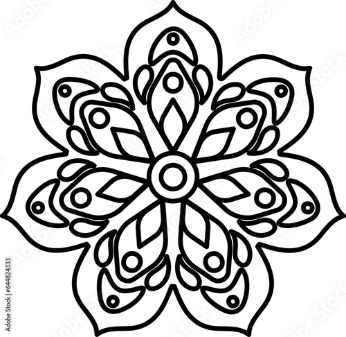 Linear Style Mandala Pattern Icon In Flat Style.