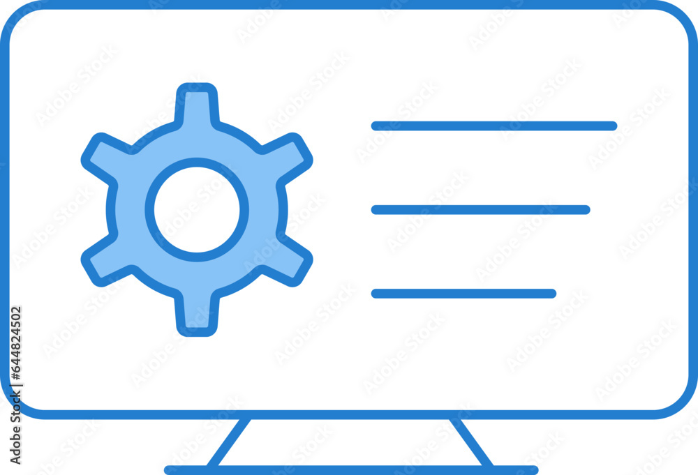 Computer Setup Or Management Icon In Blue And White Color. Computer Setup Or Management Icon In Blue And White Color.