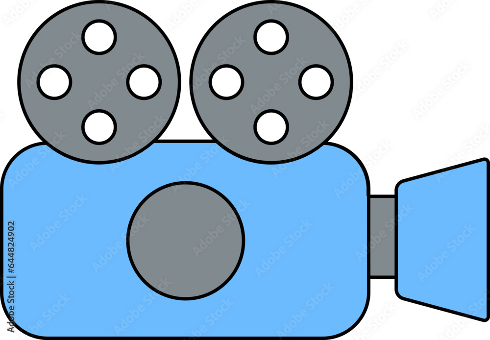 Flat Style Video Camera Icon In Blue And Gray Color. Flat Style Video Camera Icon In Blue And Gray Color.