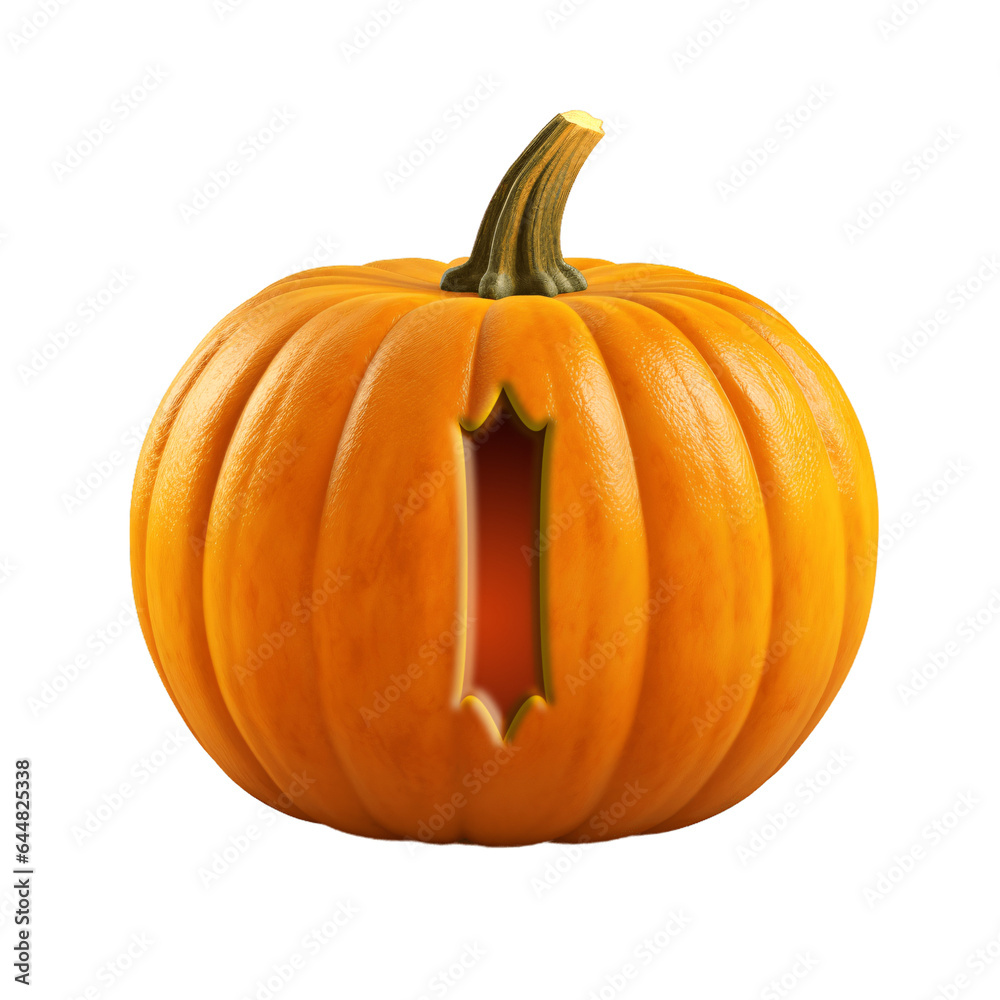 Obraz premium Halloween pumpkin font letter I. Isolated on transparent background. 
