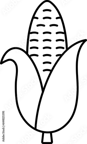 Black Stroke Corn Icon In Flat Style.