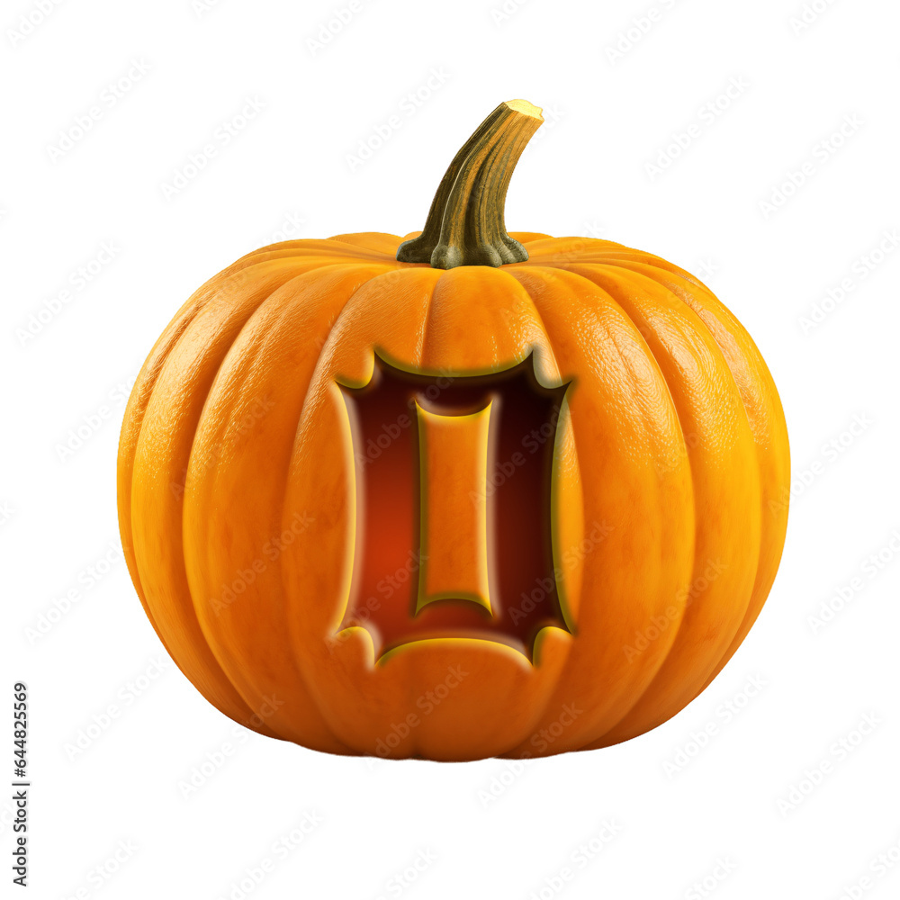 Obraz premium Halloween pumpkin font letter O. Isolated on transparent background. 