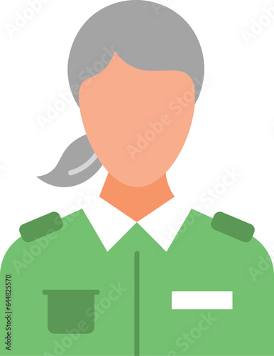 Soldier Woman Icon In Gray And Green Color.