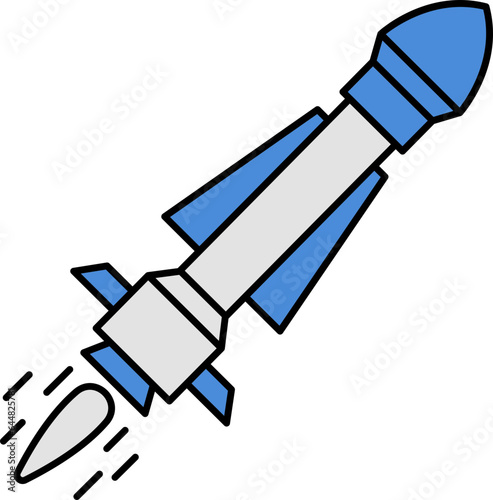 Illustration of Missile or Rocket Icon in Flat Style.