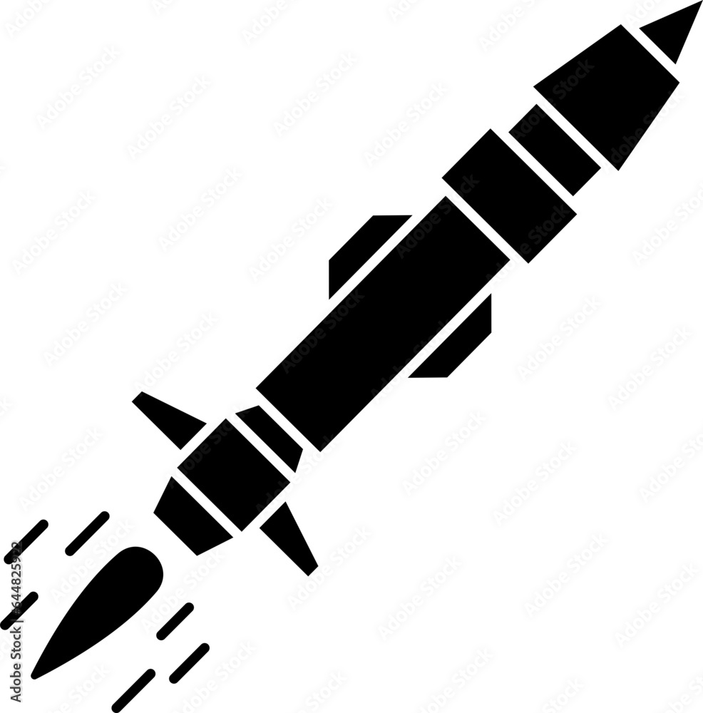 Illustration of Missile Icon in Black And White Color. Illustration of Missile Icon in Black And White Color.