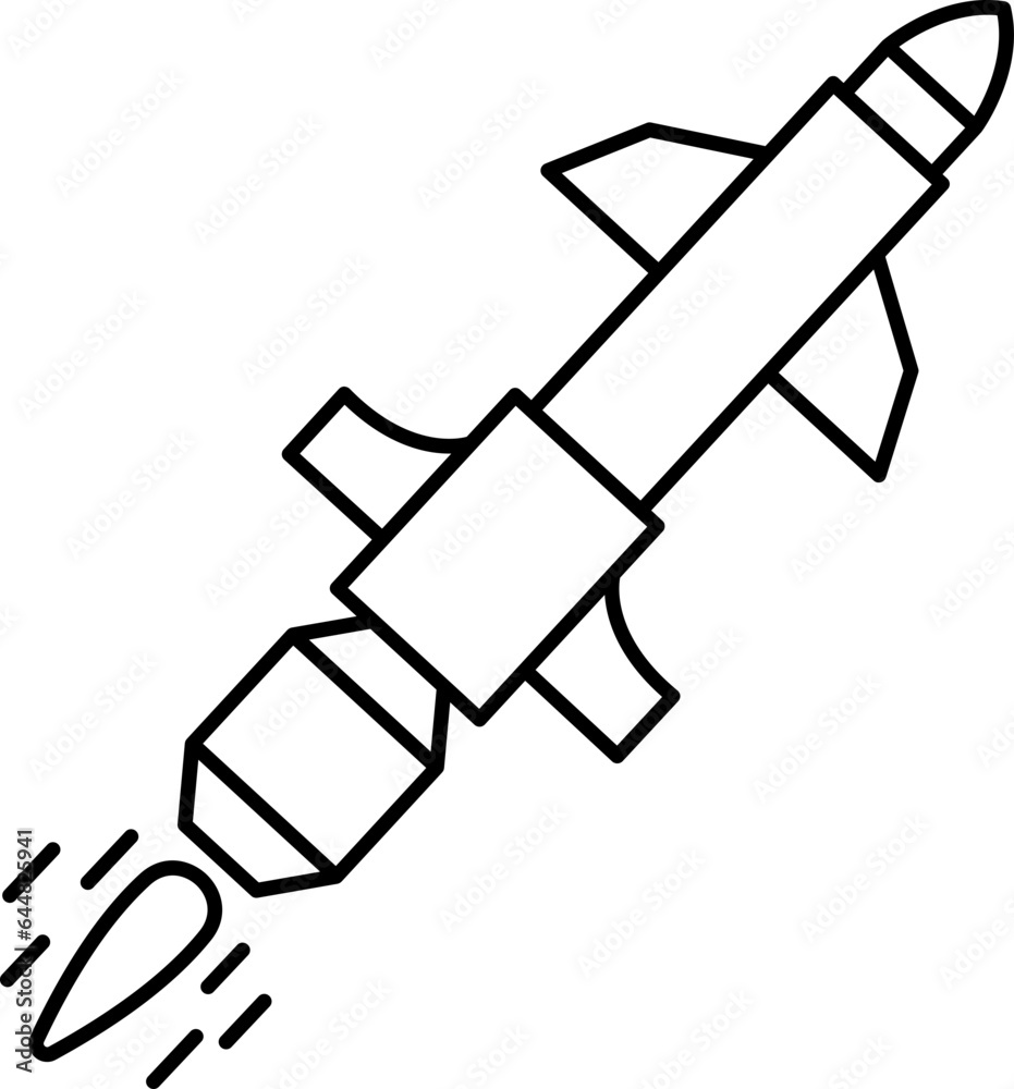 Isolated Missile or Rocket Icon in Line Art Isolated Missile or Rocket Icon in Line Art