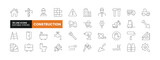 Set of 36 Construction line icons set. Construction outline icons with editable stroke collection. Includes Builder, Engineer, House Key , Water, House, and More.