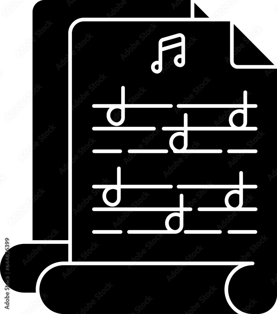 Music Script Icon in Glyph Style.