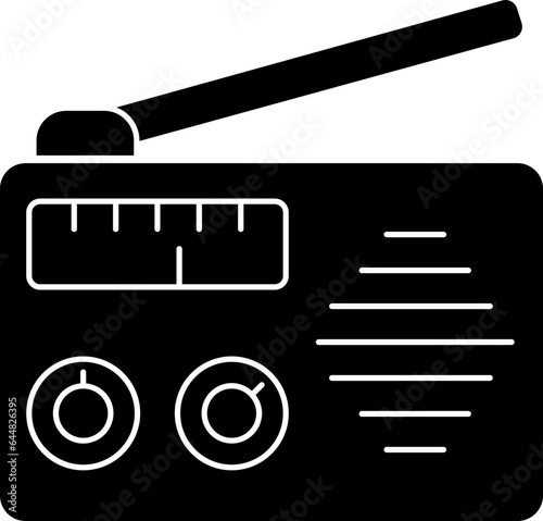 Flat Style Radio Icon In Black And White Color.