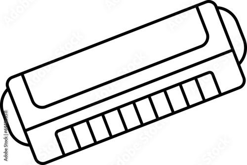 Flat Style of Harmonica or Mouth Organ Icon in black outline.
