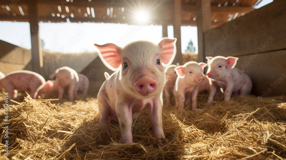 a group of piglets playing together in the barn a group of piglets playing together in the barn