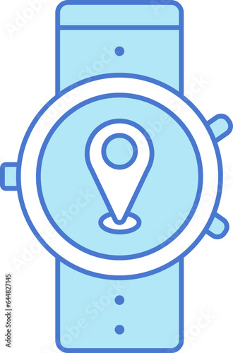 Blue And White Location Smart Watch Icon.