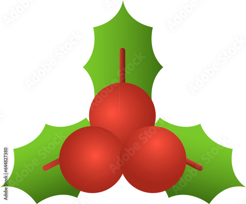 Holly Berries Icon Or Symbol In Green And Red Color.