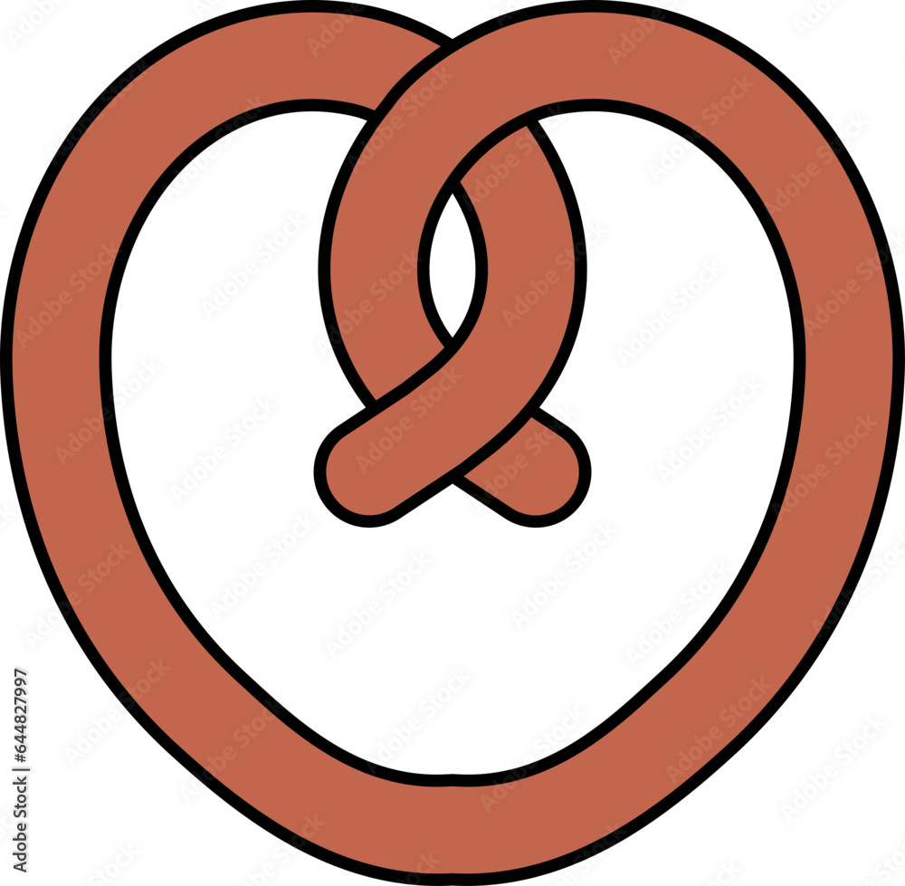 Brown Pretzel Icon On White Background. Brown Pretzel Icon On White Background.