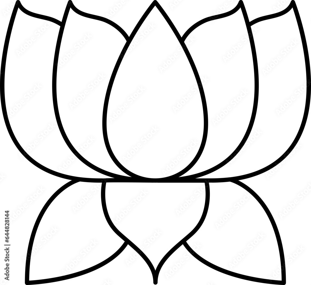 Beautiful Lotus Flower Icon in Thin Line Art. Beautiful Lotus Flower Icon in Thin Line Art.