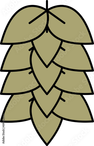 Flat Style Hops Icon In Olive Color.