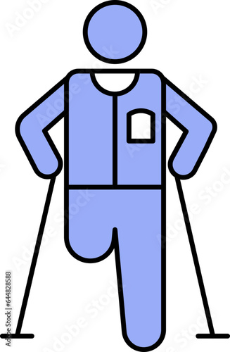 Leg Amputation Icon In Blue And White Color.