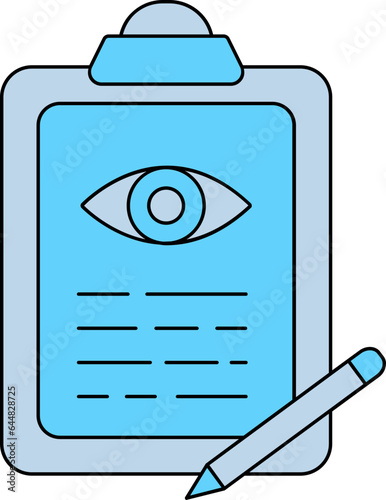 Eye Test Report With Pencil Icon In Blue Color.