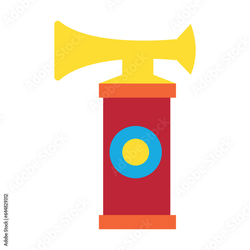 Noisemaker, buzzer for fans of sports team. Multicolored flat vector icon representing sports items inventory equipment concept isolated on white background
