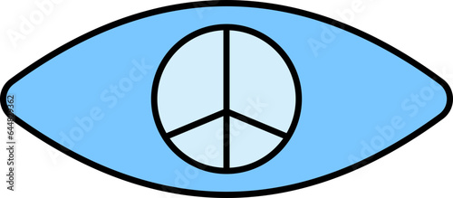 Blue Color Peace Symbol In Eye Icon.
